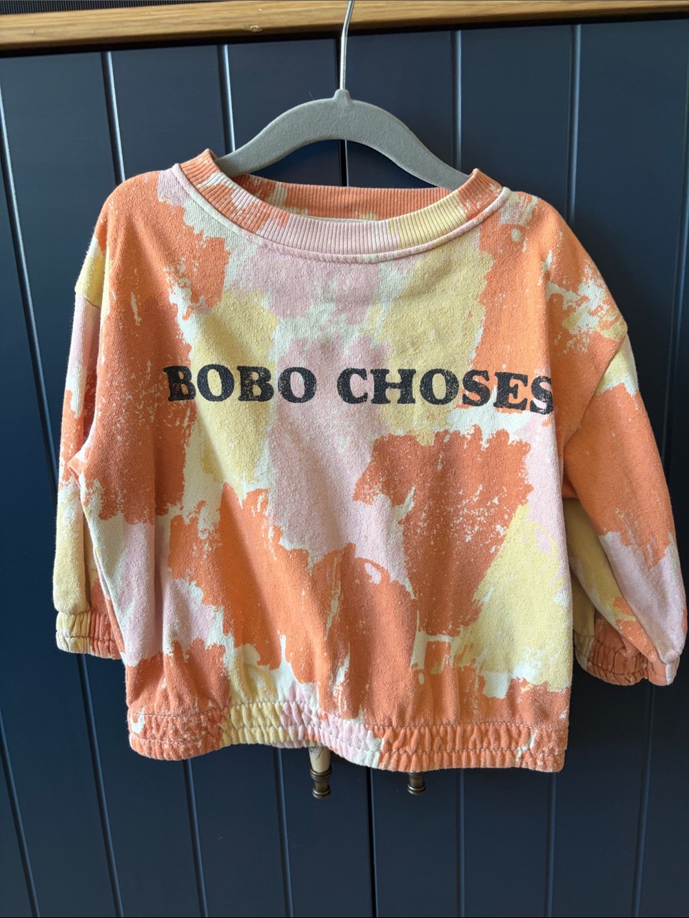 Bobo Choses Orange, Cream & Pink Tie-Dye Kids Sweatshirt 2-3T